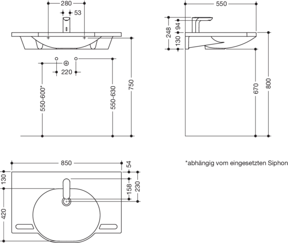 Set-Waschtisch und Armatur 85 × 41,5 × 11 cm