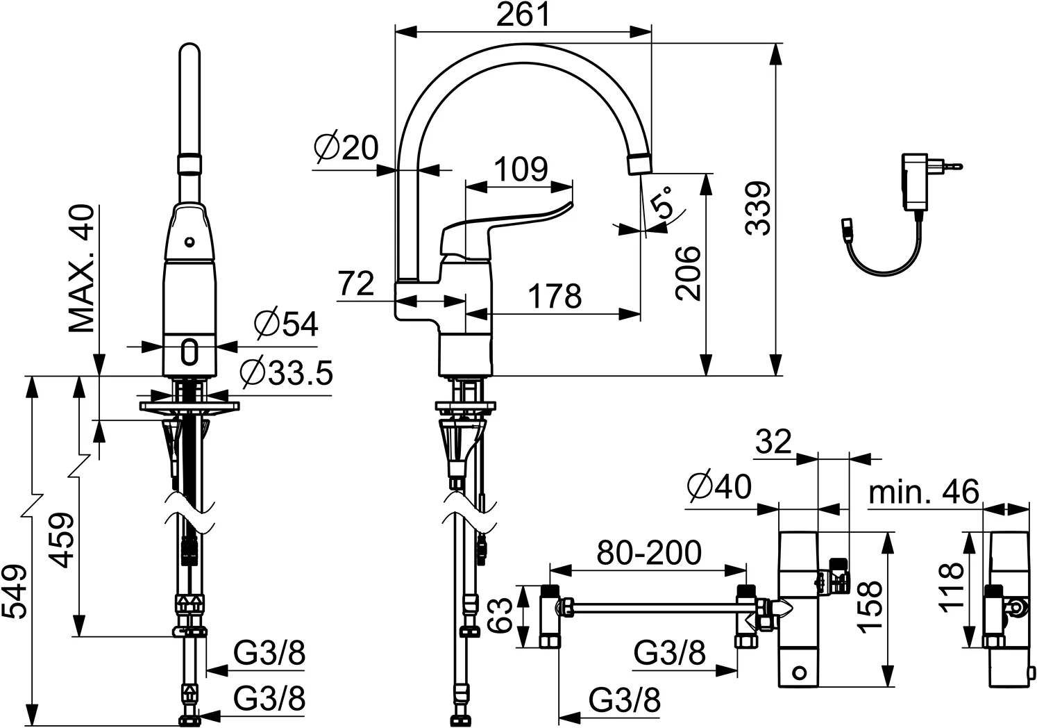 HansaCARE Küchenarmatur 4614, 230V/9V, Bluetooth, Ausladung 178mm, Chrom HansaCARE Küchenarmatur 4614, 230V/9V, Bluetooth, Ausladung 178mm, Chrom