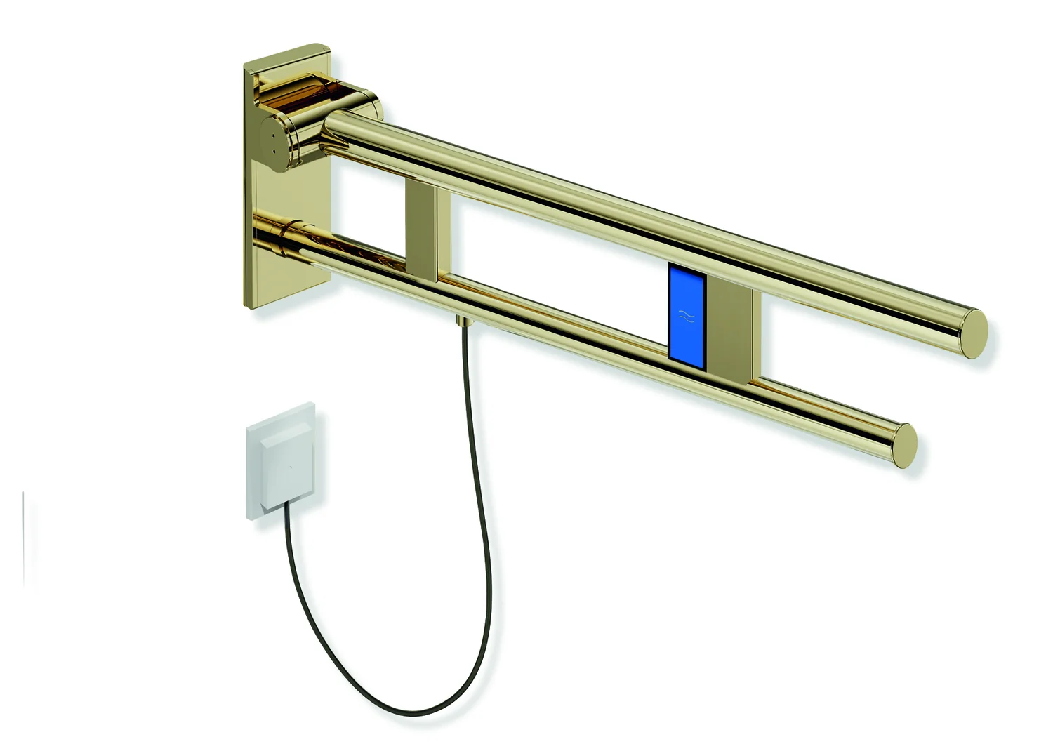 HEWI Stützklappgriff Duo, System 900, Edelstahl PVD, 900 mm Ausladung