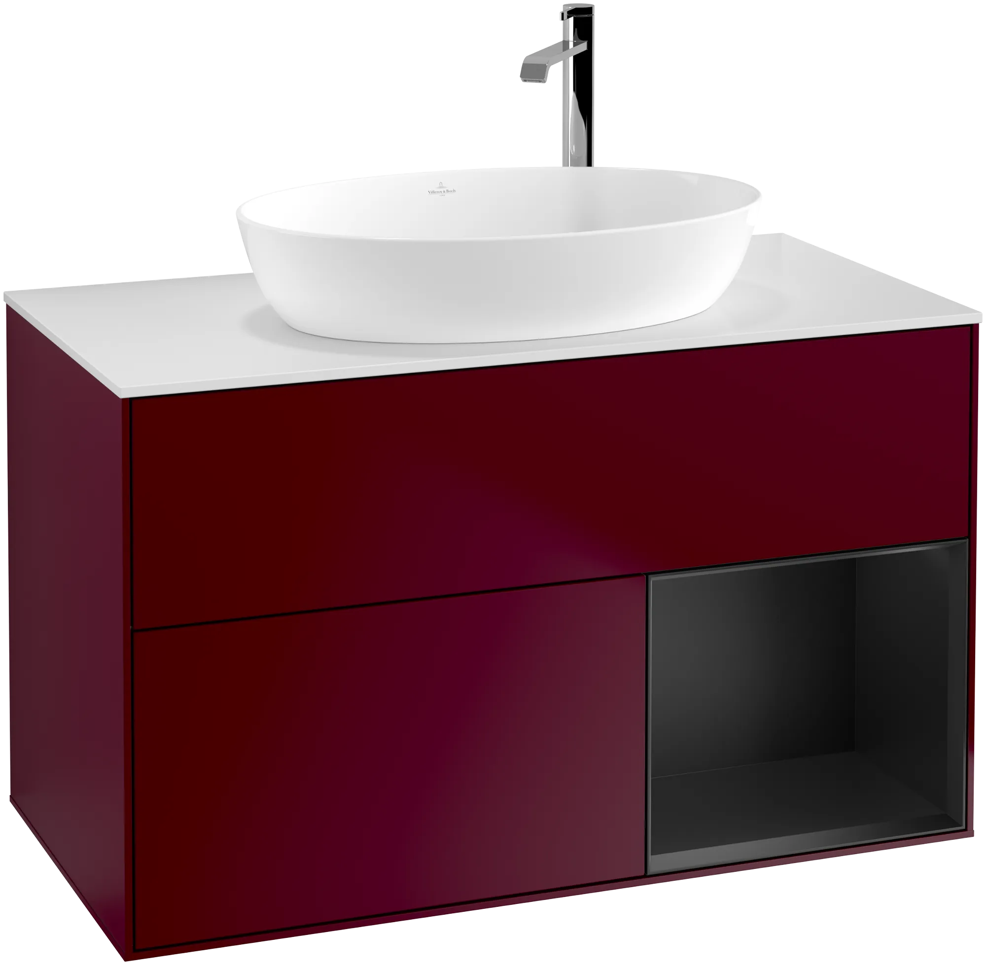 Villeroy & Boch Waschtischunterschrank „Finion“ für Schrankwaschtisch 1000 × 603 × 501 mm Peony Matt Lacquer, für Becken mittig, mit Hahnlochbohrung