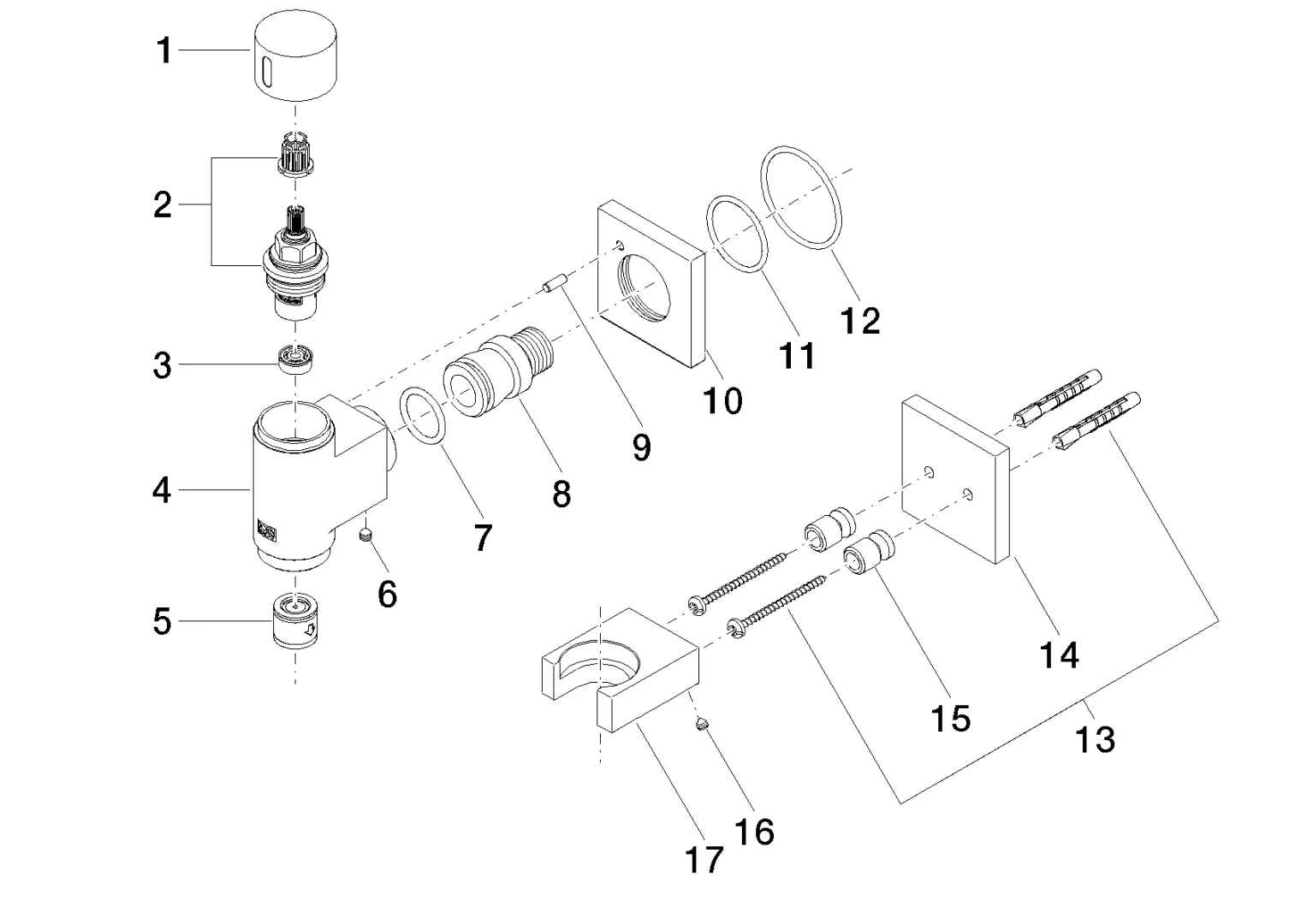 Dusche-Anschlussstück in chrom Dusche-Anschlussstück in chrom