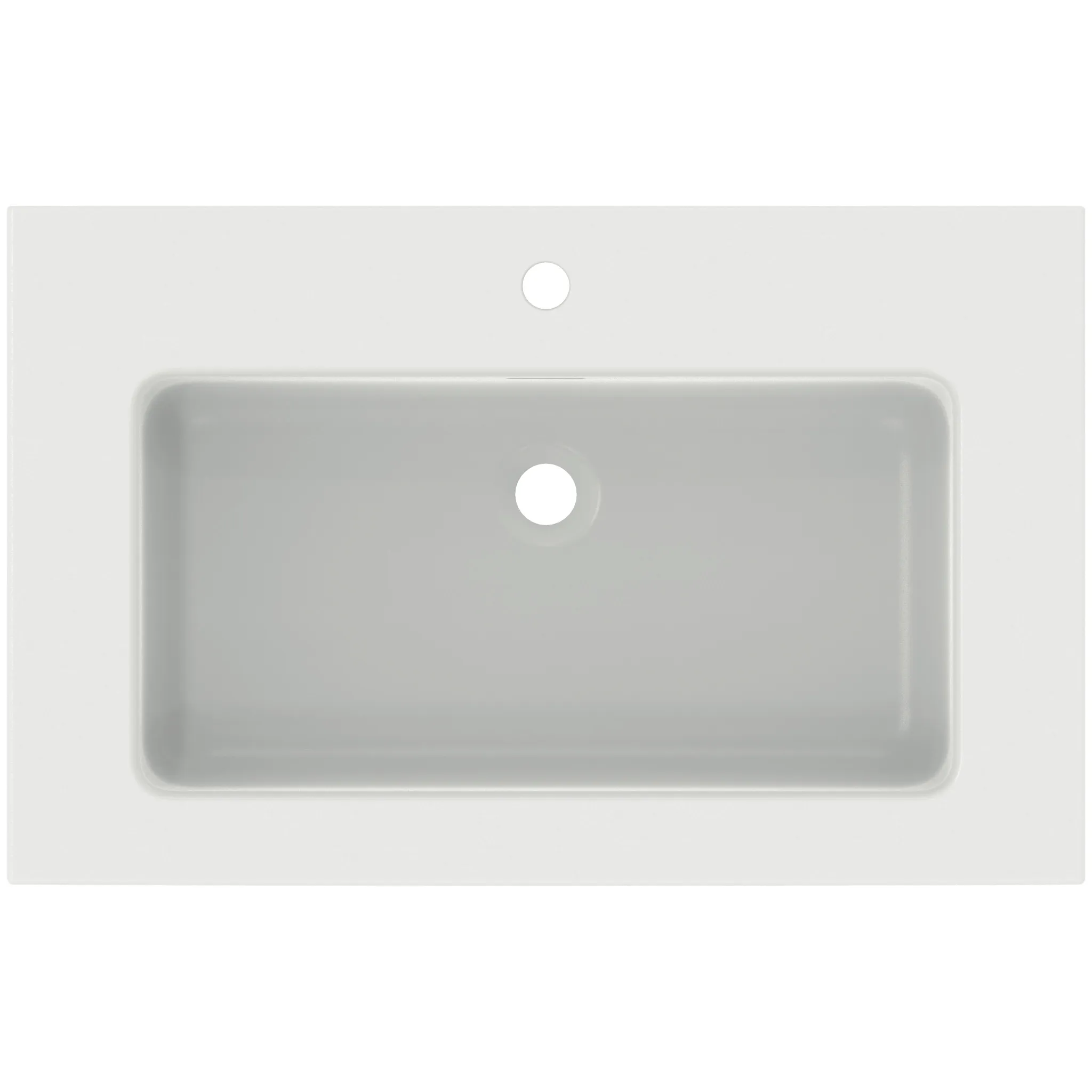 Waschbecken „Extra“ 81 × 51 × 15 cm, Hahnlochposition mittig in Seidenweiß