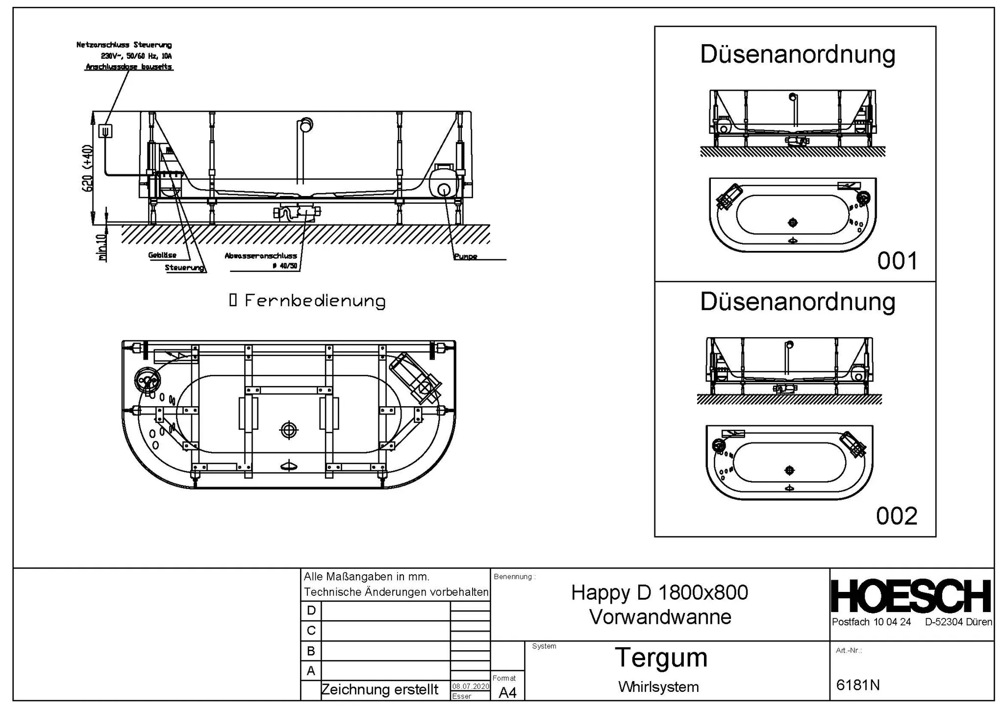 Hoesch Whirlwanne „Happy D.“ mit Whirlsystem „Tergum“ vorwand halbkreis 181,6 × 80,8 cm in Weiß Hoesch Whirlwanne „Happy D.“ mit Whirlsystem „Tergum“ vorwand halbkreis 181,6 × 80,8 cm in Weiß