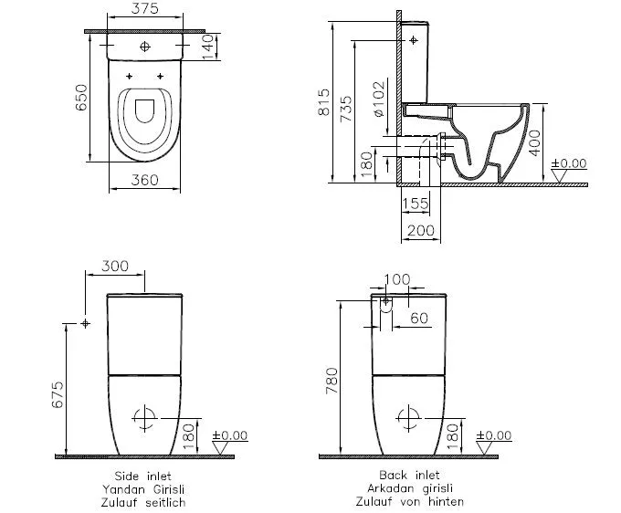 VitrA Sento Tiefspüler-Stand-WC-Kombination VitrA Flush 2.0 Back-to-wall Weiß Hochglanz VitrA Sento Tiefspüler-Stand-WC-Kombination VitrA Flush 2.0 Back-to-wall Weiß Hochglanz