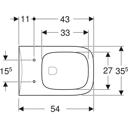 Wand-Tiefspül-WC „Renova Plan“ 35,5 × 28 × 54 cm, ohne Spülrand