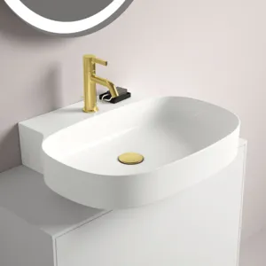 Waschbecken „Linda-X“ 60 × 50 × 13,5 cm, Hahnlochposition mittig in Weiß Waschbecken „Linda-X“ 60 × 50 × 13,5 cm, Hahnlochposition mittig in Weiß