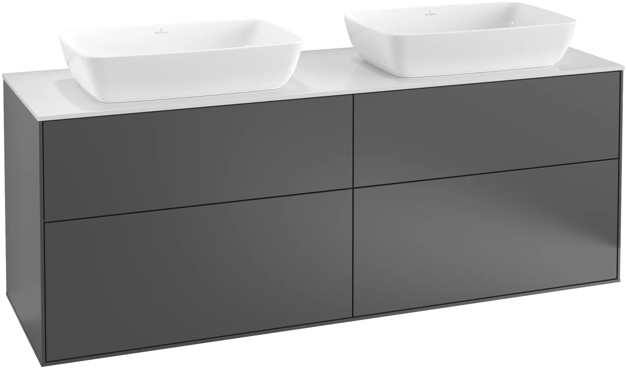 Villeroy & Boch Finion F84 Waschbeckenunterschrank 1600x603x501mm Walnut Veneer / Glass White Matt