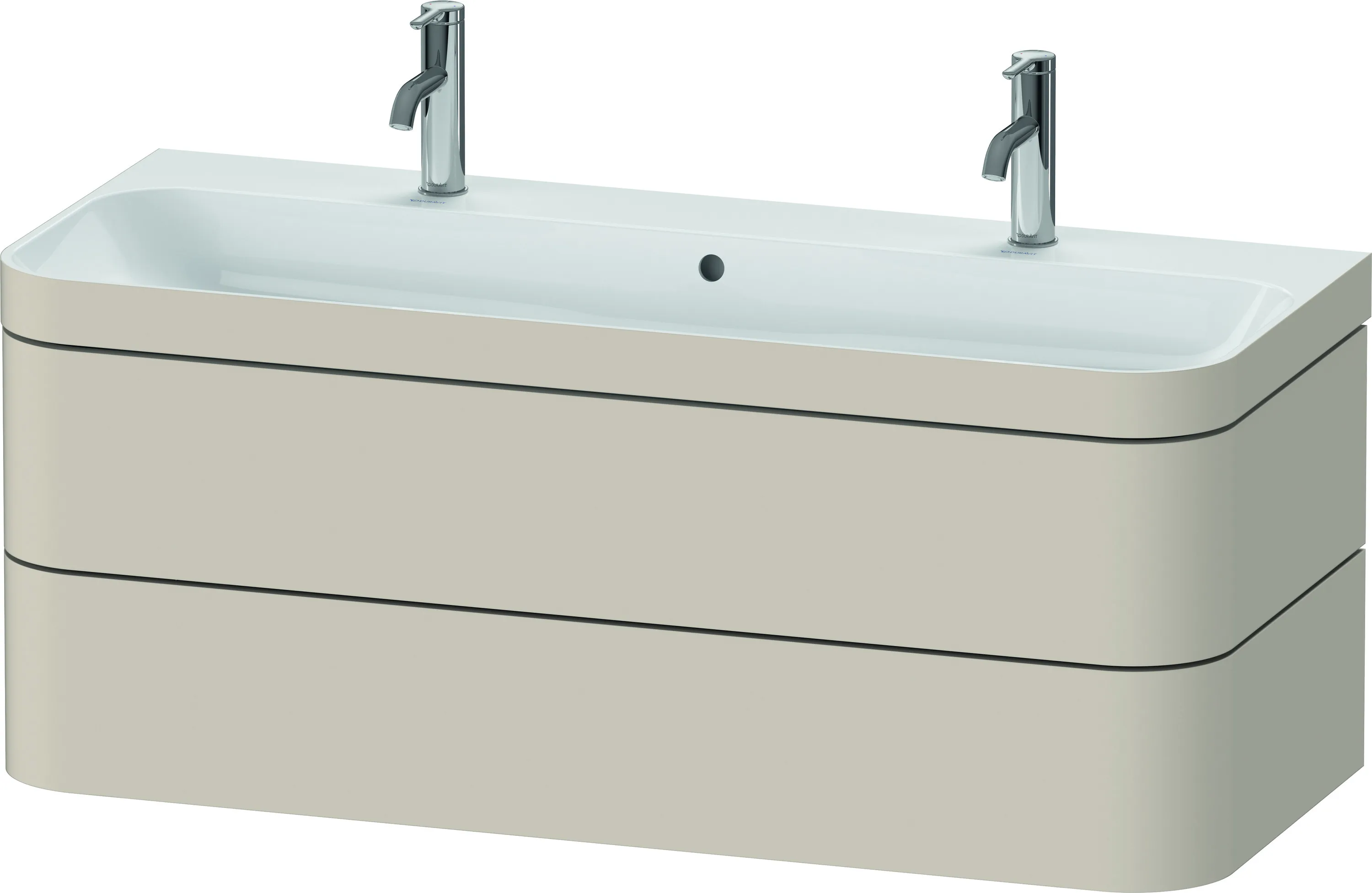 Duravit Waschtischunterschrank c-shaped Set wandhängend „Happy D.2 Plus“ 117,5 × 48 × 49 cm Taupe Supermatt