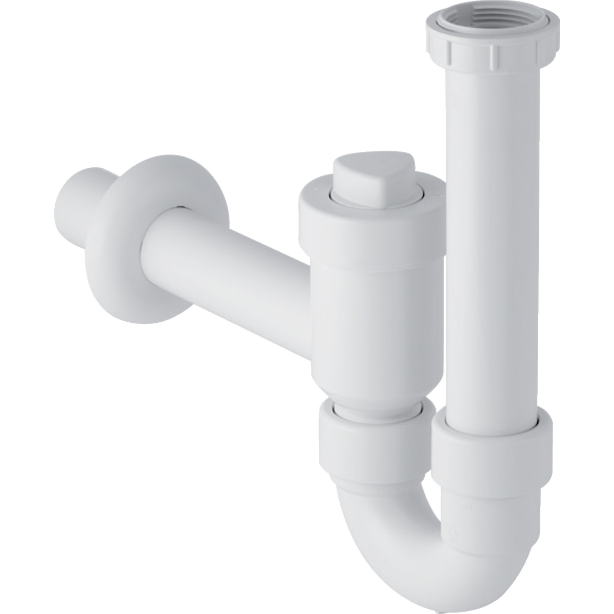 Rohrbogengeruchsverschluss für Waschbecken, absperrbar, mit Rückflussverhinderung, Abgang horizontal: d=50mm, G=1 1/2″, weiß-alpin Rohrbogengeruchsverschluss für Waschbecken, absperrbar, mit Rückflussverhinderung, Abgang horizontal: d=50mm, G=1 1/2″, weiß-alpin