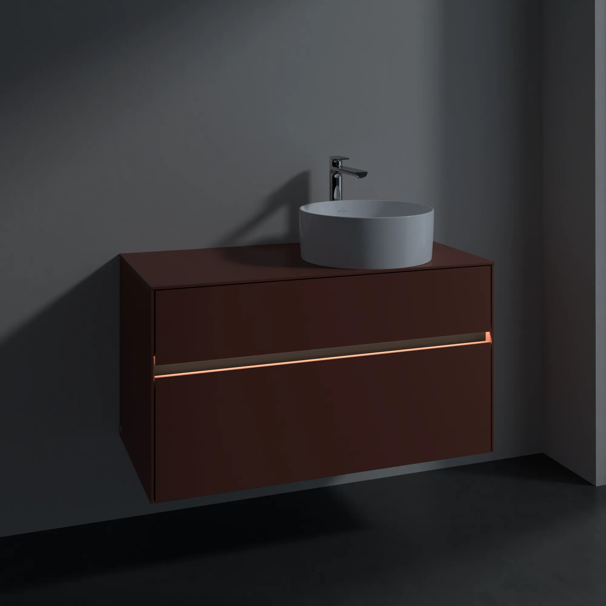 Villeroy & Boch Waschbeckenunterschrank Collaro C040B0, Eckig Wine Red, 1000x548x500mm, mit Beleuchtung und SoftClosing, Smarthome-fähig Villeroy & Boch Waschbeckenunterschrank Collaro C040B0, Eckig Wine Red, 1000x548x500mm, mit Beleuchtung und SoftClosing, Smarthome-fähig