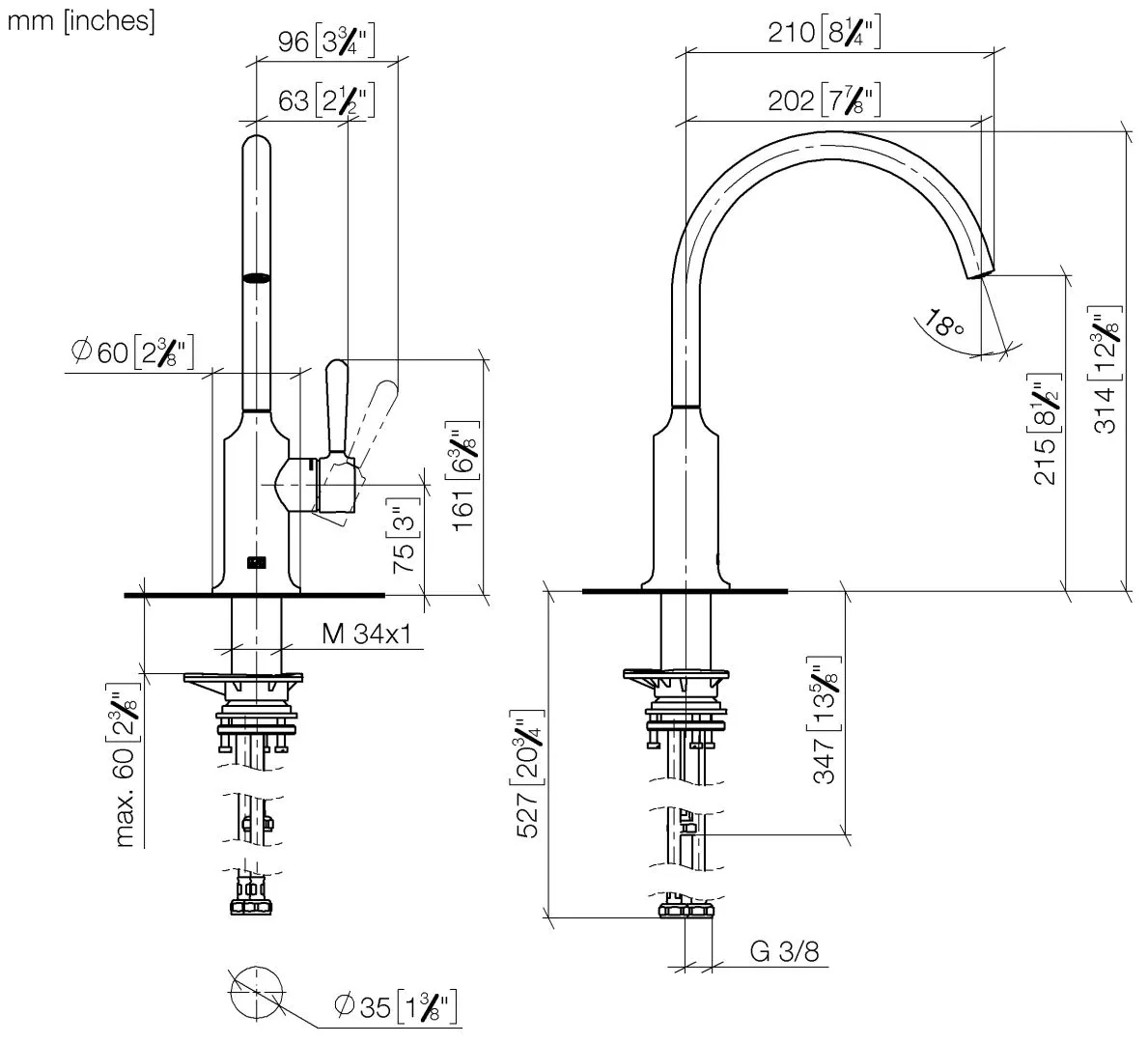 Einhebelmischer für Spül-/ Profibrause VAIA Chrom 33810809