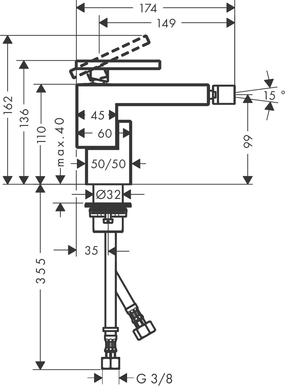 Bidetmischer Axor Edge chrom