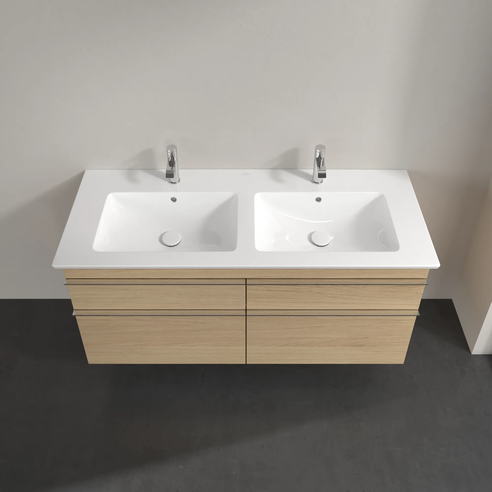 Villeroy & Boch Waschtischunterschrank „Venticello“ für Schrank-Doppelwaschtisch 1253 × 590 × 502 mm Nordic Oak, für links und rechts