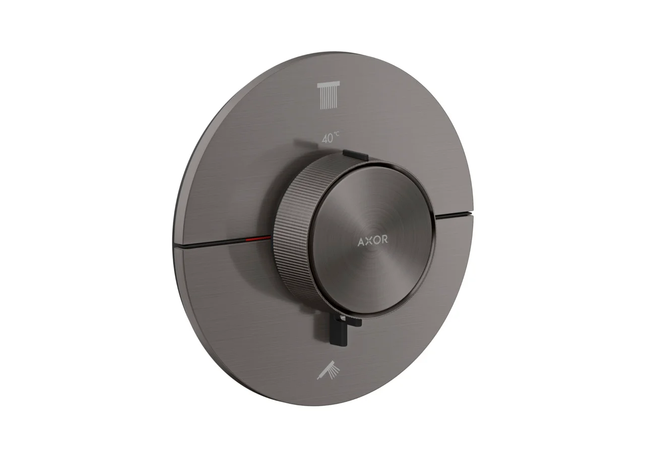 Hansgrohe AXOR ShowerSelect ID Thermostat Unterputz rund BBC, Brushed Black Chrome, 2 Verbraucher, flache Rosette, einfache Installation