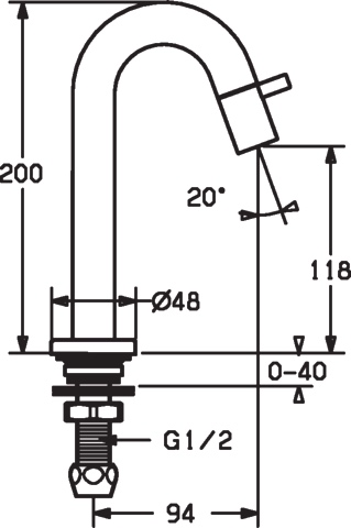 HA Einhebelmischer Waschtischbatterie HANSANOVA Style 5093 Ausladung 94 mm DN15 Chrom