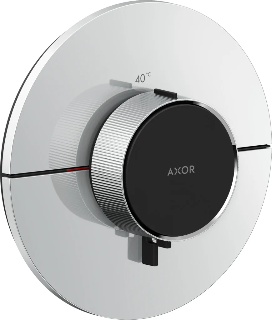 Hansgrohe AXOR ShowerSelect ID Thermostat HighFlow rund chrom - präzise Temperatursteuerung, Mengensteuerung mit Stop Funktion, maximale Durchflussmenge 24 l/min bei 3 bar, flache Rosette für mehr Platz in der Dusche