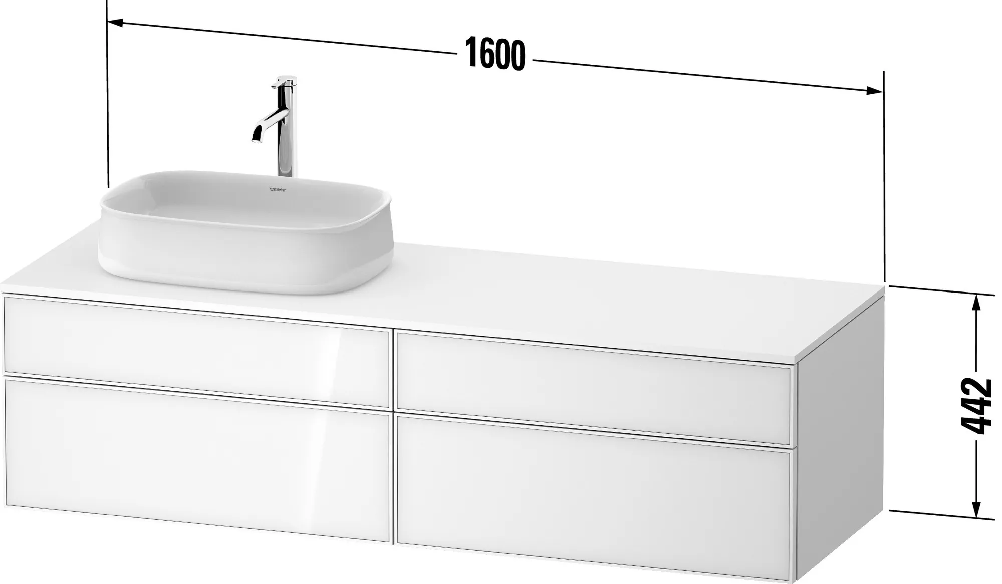 Duravit Waschtischunterschrank wandhängend „Zencha“ 160 × 44,2 × 55 cm