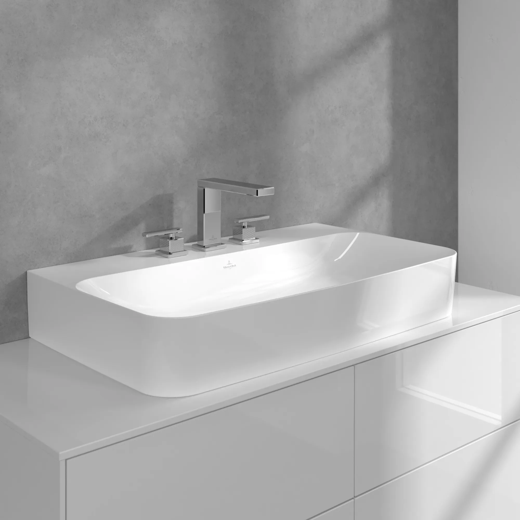 Zweihand-Waschtischarmatur „Mettlach“ 20 cm Ausladung 159 mm in Chrom Zweihand-Waschtischarmatur „Mettlach“ 20 cm Ausladung 159 mm in Chrom