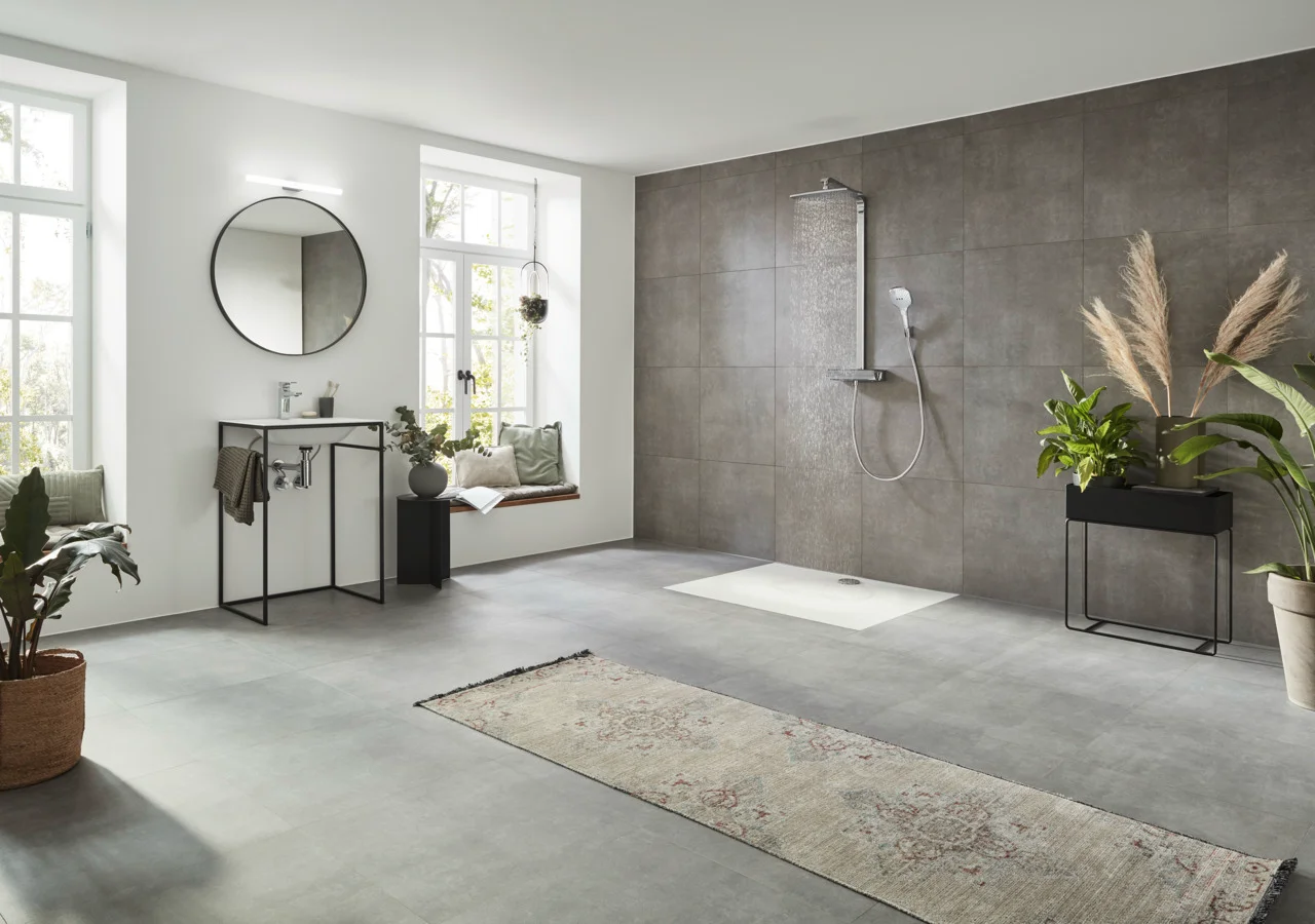 Hansgrohe Showerpipe Raindance E EcoSmart Thermostat Chrom 360 x 190 mm Aufputzinstallation DN15 G 1/2