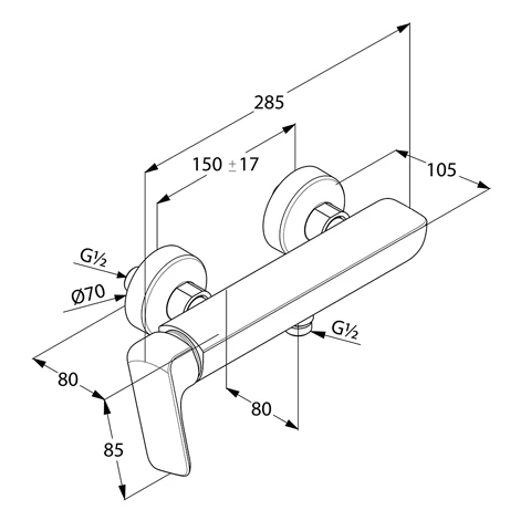 AMEO BrauseEHM mit seitl. Bedienung chrom AMEO BrauseEHM mit seitl. Bedienung chrom