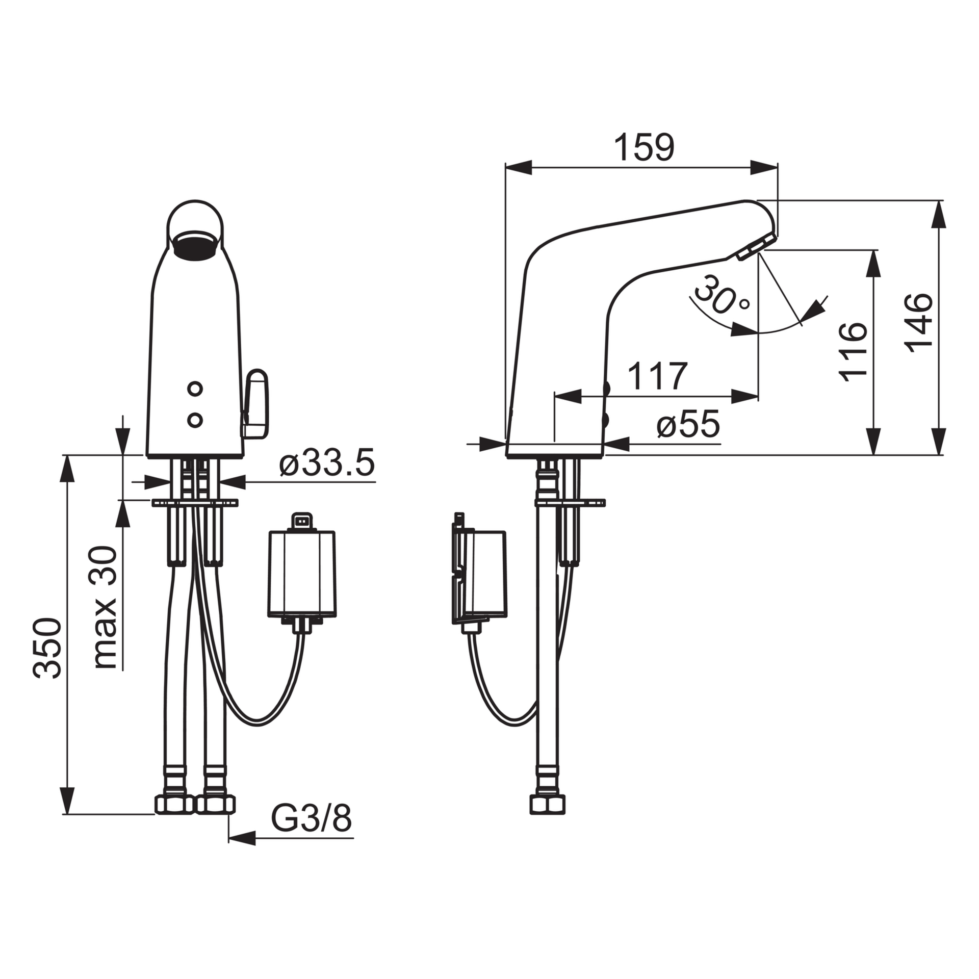 Hansa Waschtischarmatur, elektronisch „Medipro“ Ausladung 117 mm in Chrom Hansa Waschtischarmatur, elektronisch „Medipro“ Ausladung 117 mm in Chrom