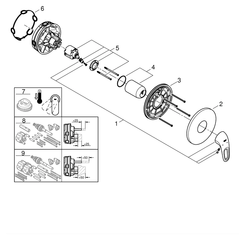 Einhand-Brausebatterie Eurostyle 24048_3, Fertigmontageset für Rapido SmartBox, Hebel offen, chrom