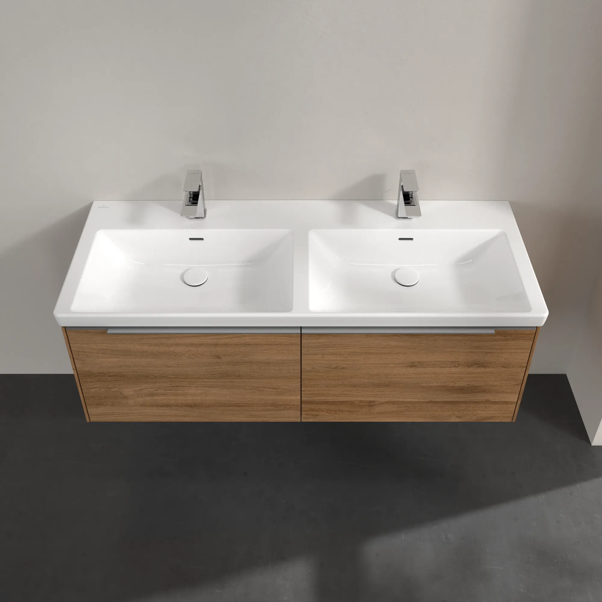Villeroy & Boch Waschtischunterschrank „Subway 3.0“ für Schrank-Doppelwaschtisch 1272 × 429 × 478 mm Kansas Oak, für links und rechts