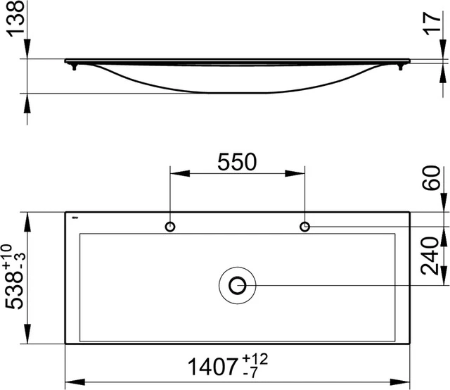 KEUCO EDITION 11 Keramik-Doppelwaschtisch weiß, 1407x17x538 mm KEUCO EDITION 11 Keramik-Doppelwaschtisch weiß, 1407x17x538 mm