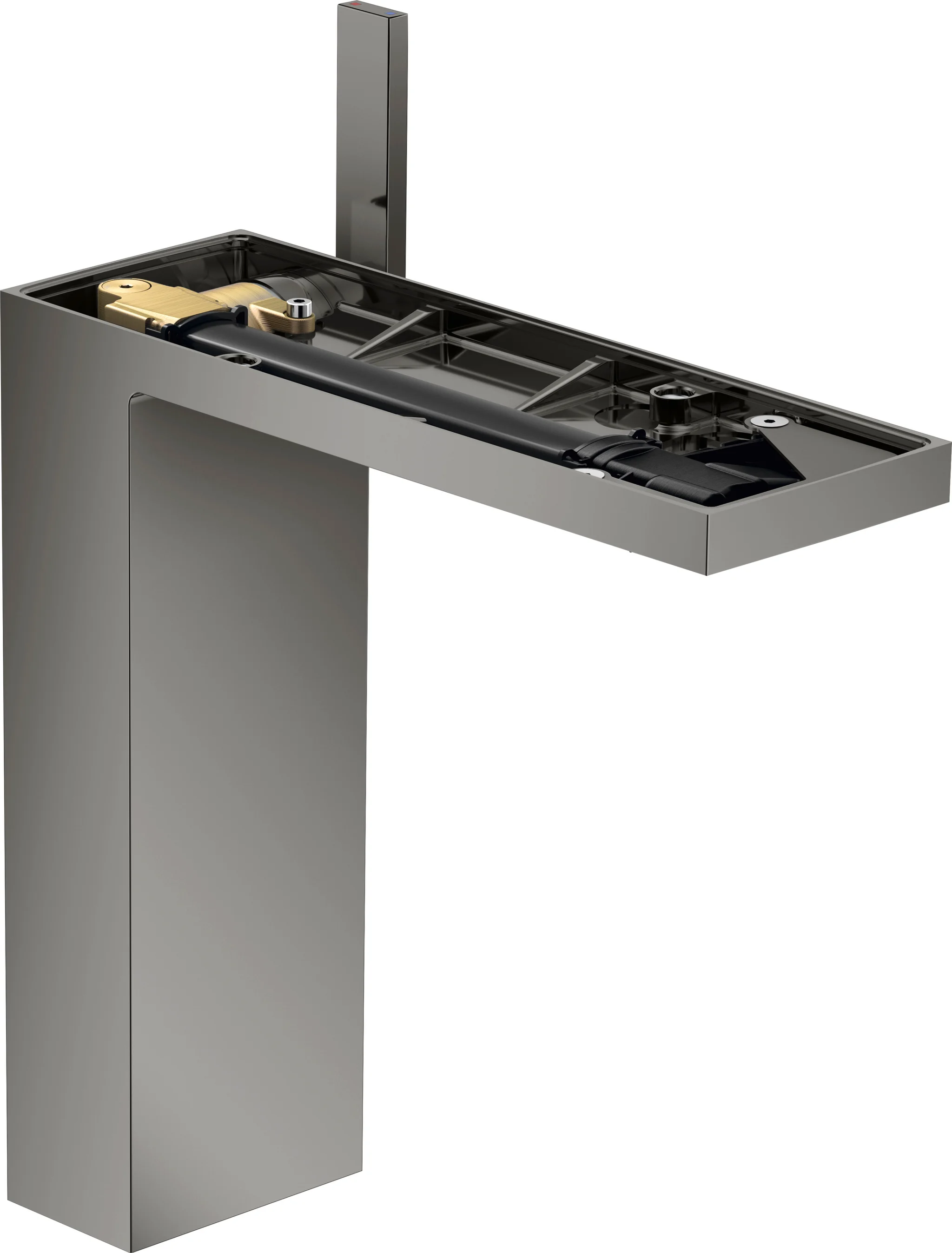 Hansgrohe AXOR MyEdition Einhebel-Waschtischmischer 47022 Polished Black Chrome, Ausladung 196 mm, Auslaufhöhe 225 mm, Push-Open Ablaufgarnitur G 11/4, max. Durchflussmenge 5 l/min