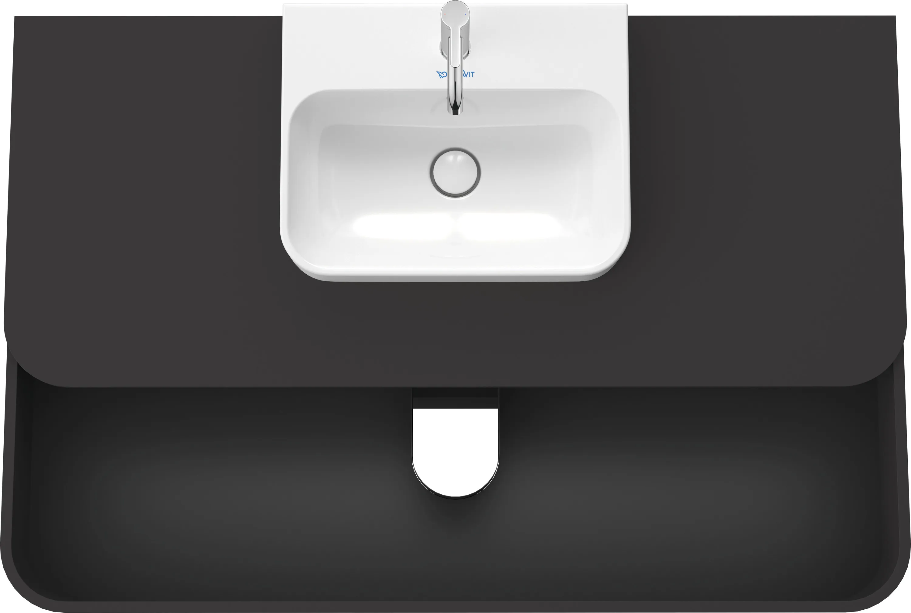 Duravit Waschtischunterschrank wandhängend „Happy D.2 Plus“ 130 × 40,8 × 55 cm Graphit Supermatt Becken: mittig / Beleuchtung: ohne / Front- & Korpusfarbe: Graphit Supermatt / Größe: 130 × 55 × 40,8 cm / Oberfläche: Dekor / Schubladen: 2