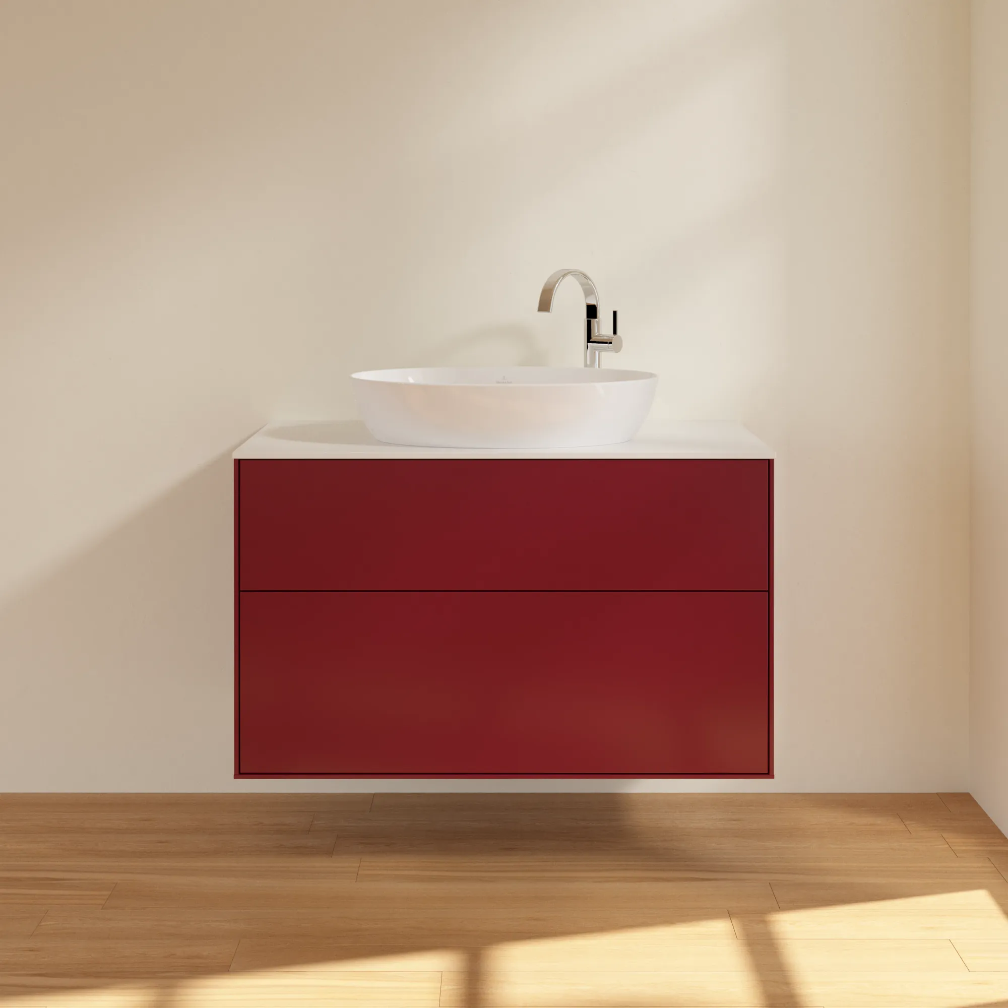 Villeroy & Boch Waschtischunterschrank „Finion“ für Schrankwaschtisch 1000 × 603 × 501 mm Peony Matt Lacquer, für Becken mittig, mit Hahnlochbohrung Villeroy & Boch Waschtischunterschrank „Finion“ für Schrankwaschtisch 1000 × 603 × 501 mm Peony Matt Lacquer, für Becken mittig, mit Hahnlochbohrung