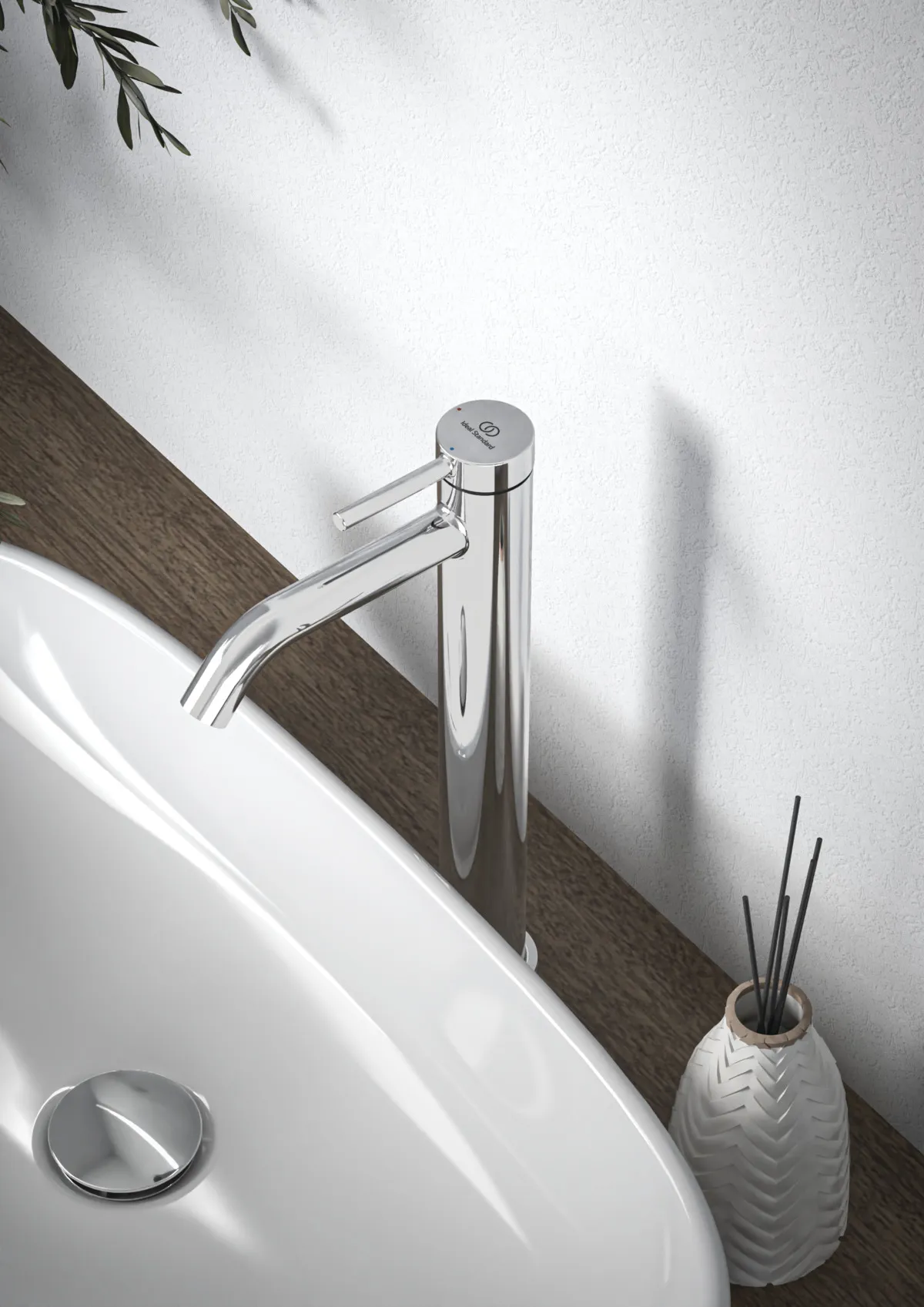 Waschtischarmatur Ceraline Nuovo Ausladung 135mm verlängerter Sockel mit Push-Open Ventil Chrom Waschtischarmatur Ceraline Nuovo Ausladung 135mm verlängerter Sockel mit Push-Open Ventil Chrom