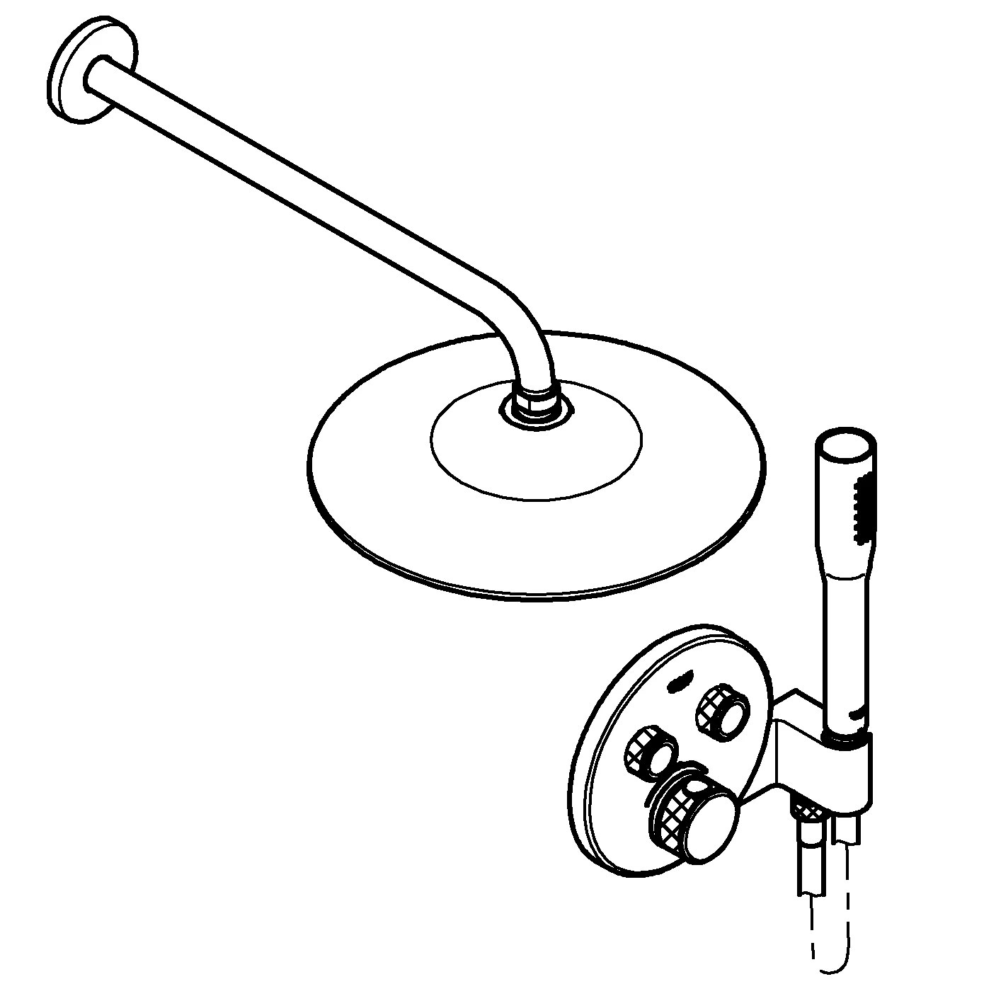 Duschsystem Unterputz Grohtherm SmartControl 34744, mit Unterputz-Thermostat mit 2 Absperrventilen und integriertem Brausehalter, Euphoria 260 Kopfbrauseset 380 mm, chrom