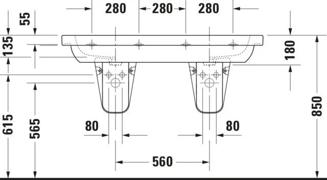 Doppelwaschtisch „D-Code“ 120 × 49 cm