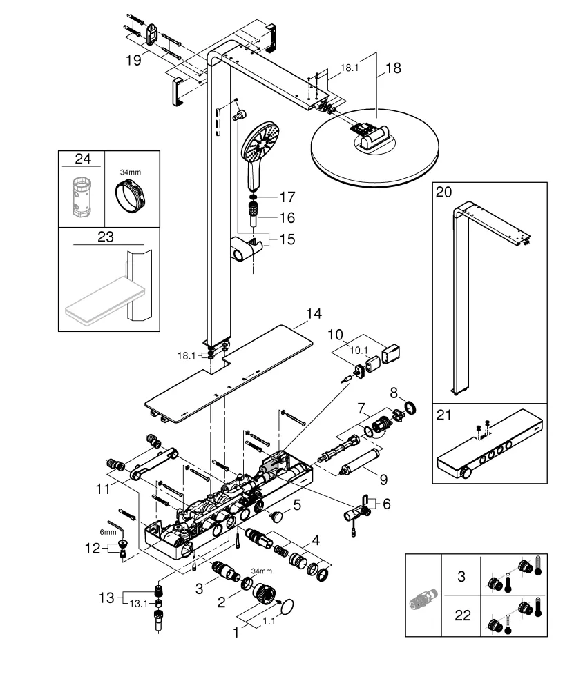 Grohe Duschsystem „Rainshower Aqua Pure“