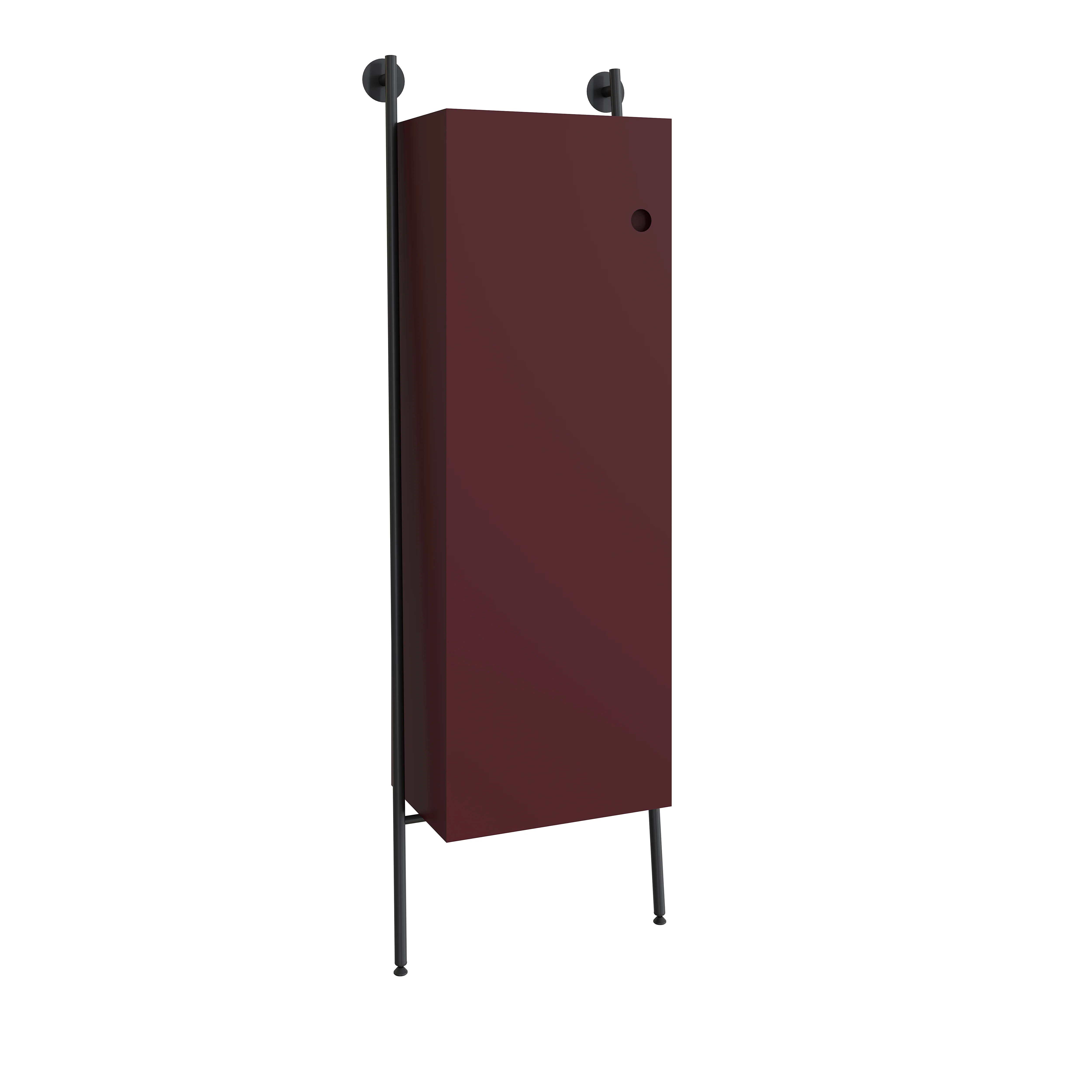 Plural Hochschrank mit Metallrack 53 x 30 x 159 cm (BxTxH) mit 1 Tür Türanschlag links Burgunderrot Matt Plural Hochschrank mit Metallrack 53 x 30 x 159 cm (BxTxH) mit 1 Tür Türanschlag links Burgunderrot Matt