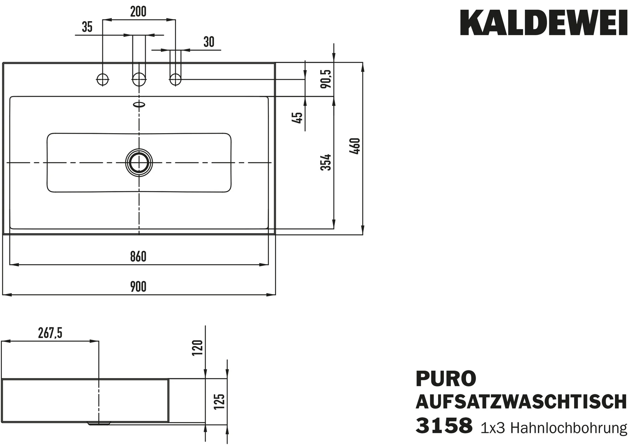 Kaldewei PURO Aufsatzwaschtisch, warm beige, 900x460 mm, Randhöhe 120 mm, mit 3er Hahnlochbohrung und Überlaufgarnitur chrom Kaldewei PURO Aufsatzwaschtisch, warm beige, 900x460 mm, Randhöhe 120 mm, mit 3er Hahnlochbohrung und Überlaufgarnitur chrom