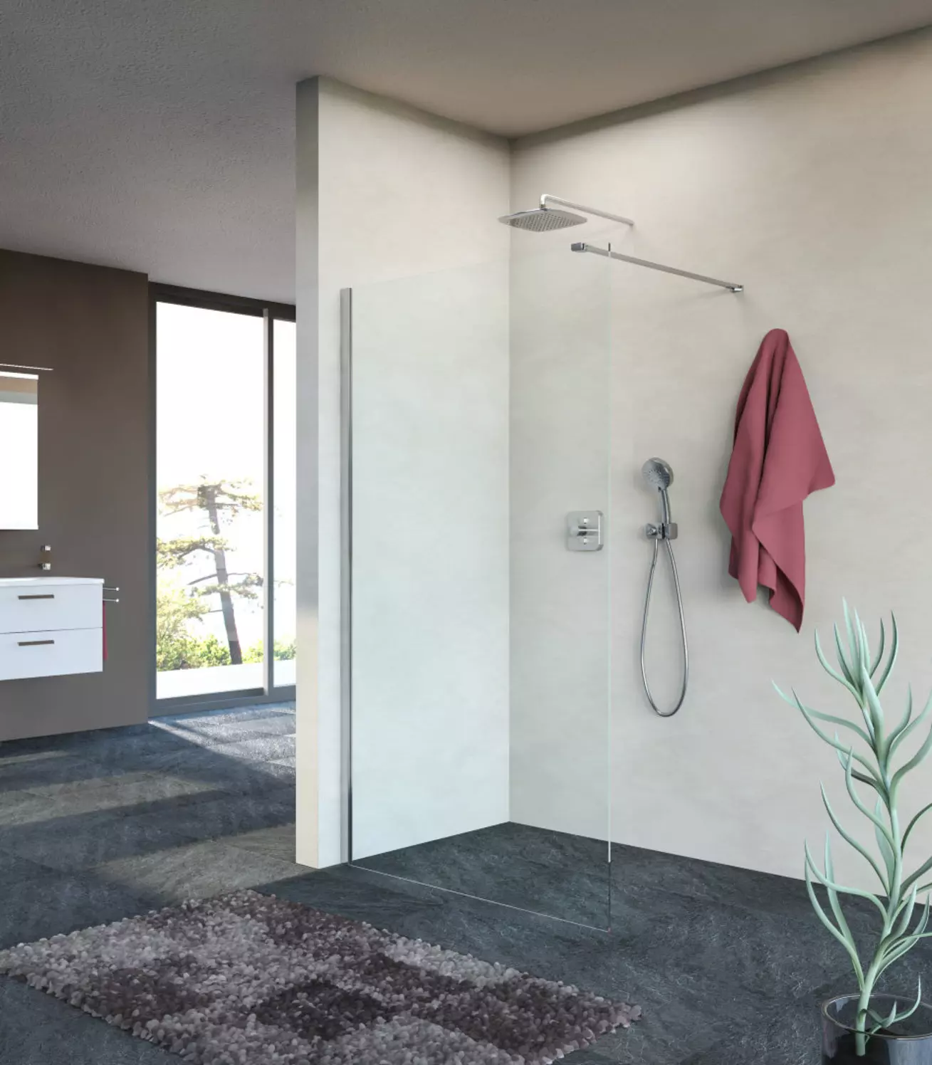 Seitenwand 3.0 freistehend 8 mm 120 x 200 cm silber matt ESG nebula PflegeCare V3WS8120EHL, Sonderpreis