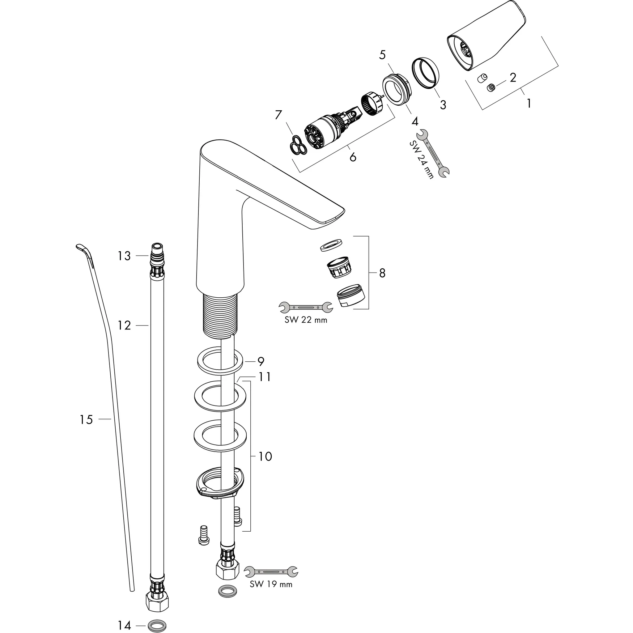 Hansgrohe Talis E Einhebel-Waschtischmischer 150 BBR, Ausladung 141 mm, Auslaufhöhe 133 mm, Hebelgriff, Normalstrahl, max. Durchfluss 5 l/min, Keramikmischsystem, einstellbare Temperaturbegrenzung, für Durchlauferhitzer geeignet