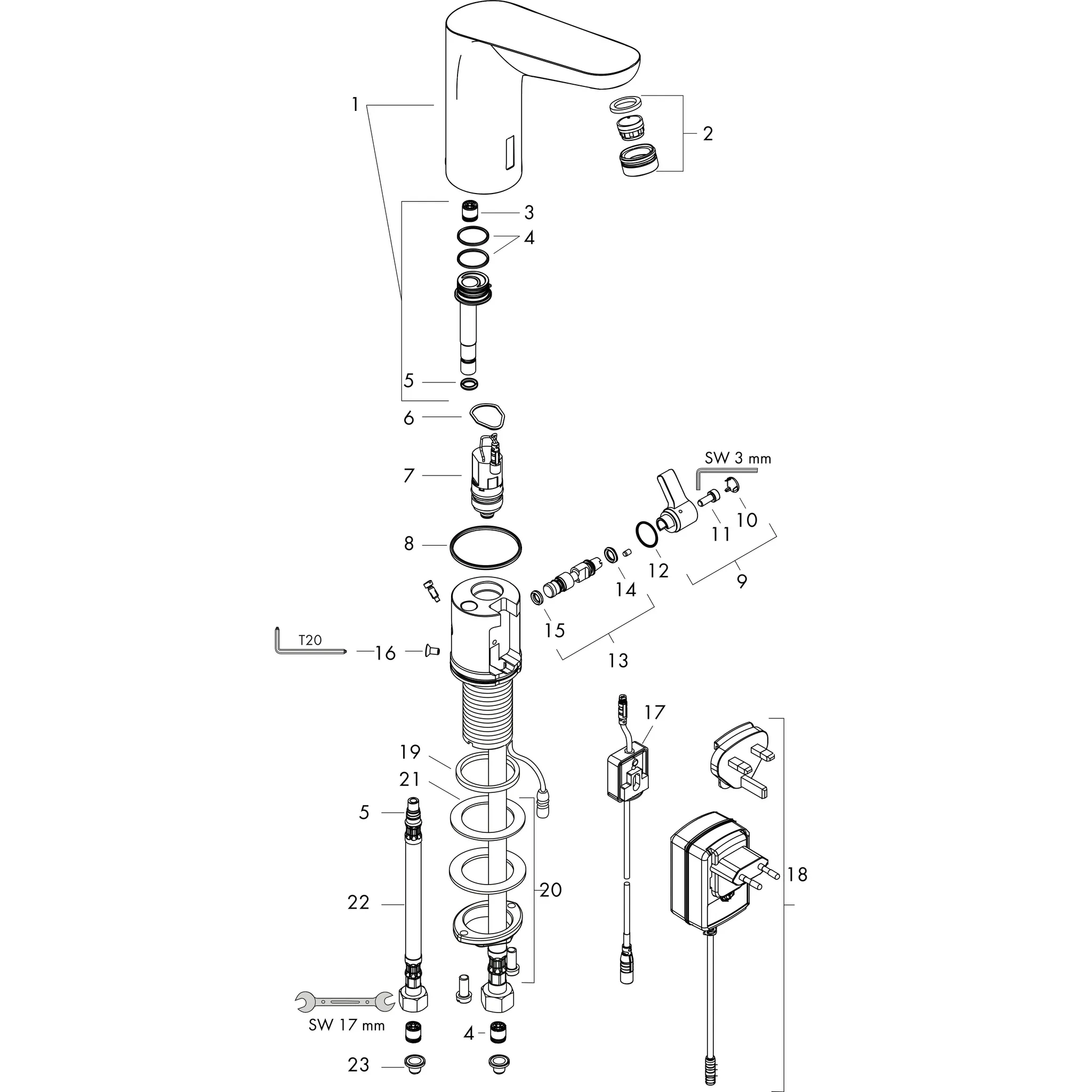 Hansgrohe Focus Elektronik-Waschtischmischer 130 mit Temperaturregulierung, Chrom Hansgrohe Focus Elektronik-Waschtischmischer 130 mit Temperaturregulierung, Chrom