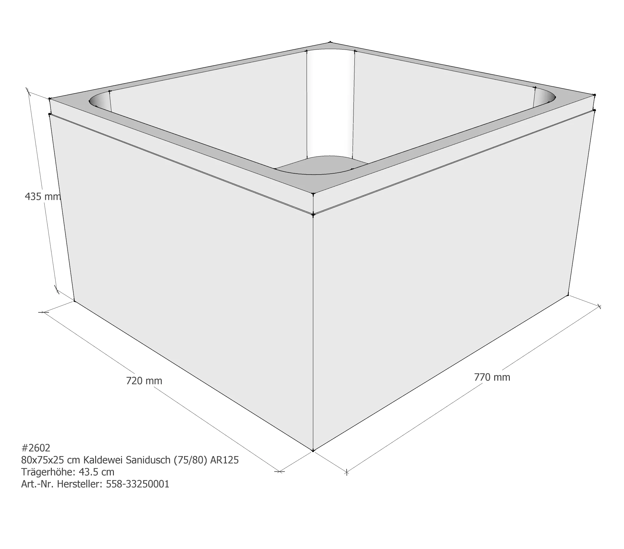 Duschwannenträger für Kaldewei Sanidusch 75 × 80 × 25 cm Breite: 80 cm Duschwannenträger für Kaldewei Sanidusch 75 × 80 × 25 cm Breite: 80 cm