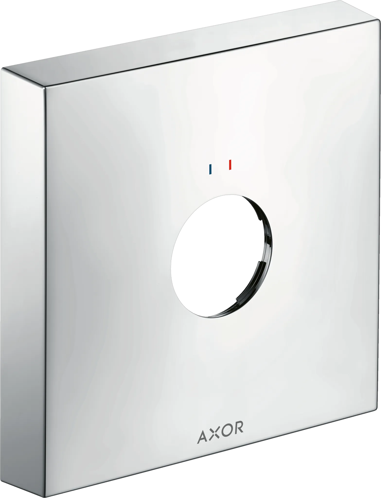 Hansgrohe AXOR Verlängerungsrosette eckig, rot/blau, Chrom, 170 mm Durchmesser, 33 mm Verlängerung, Metall