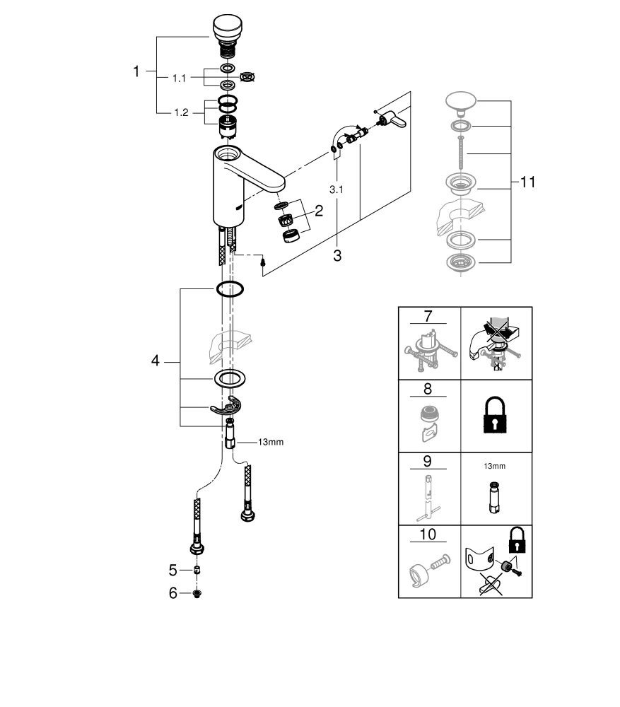 Selbstschluss-Waschtischbatterie Eurosmart CT 36317, mit Mischung, chrom