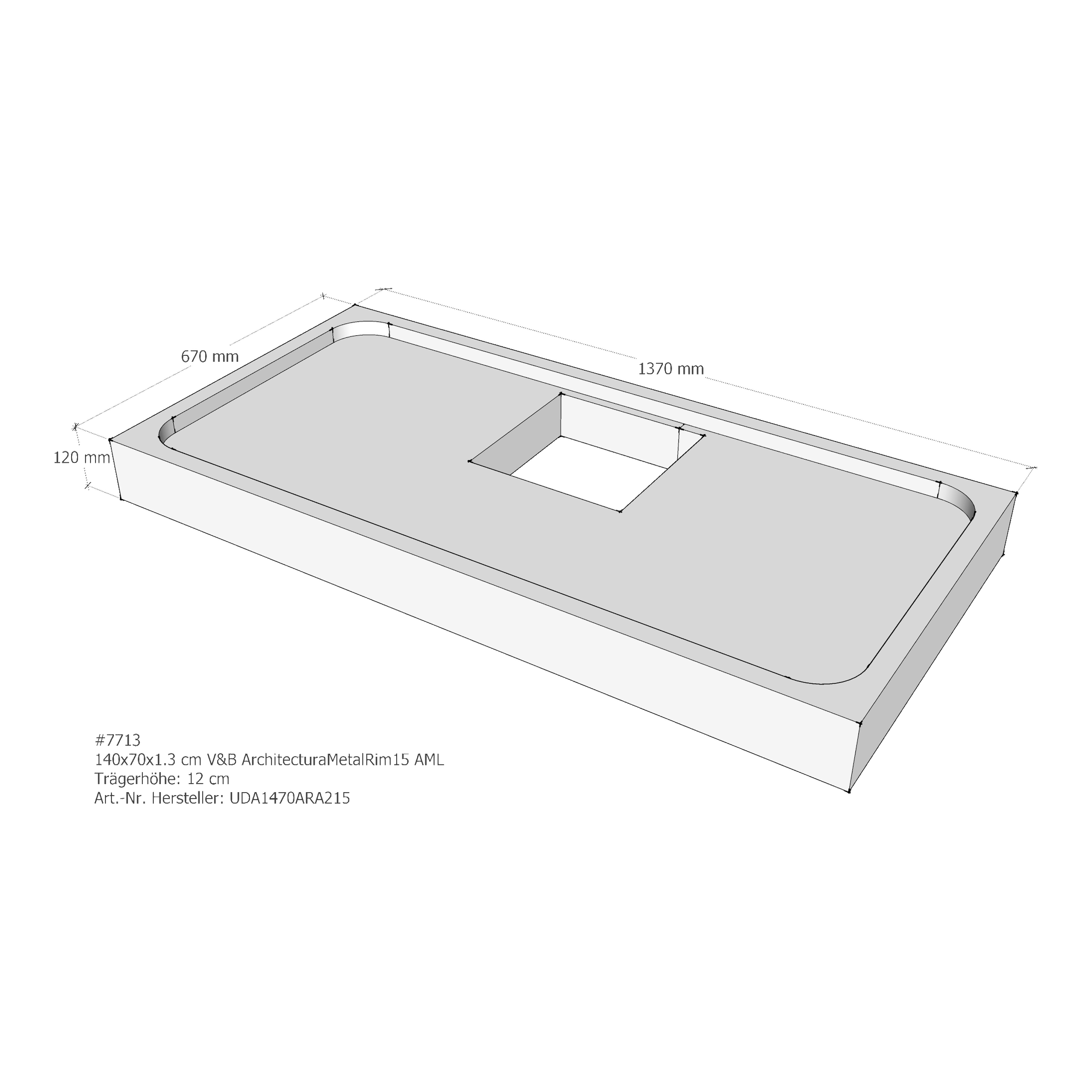 Duschwannenträger für Villeroy & Boch ArchitecturaMetalRim15 140 × 70 × 1,3 cm