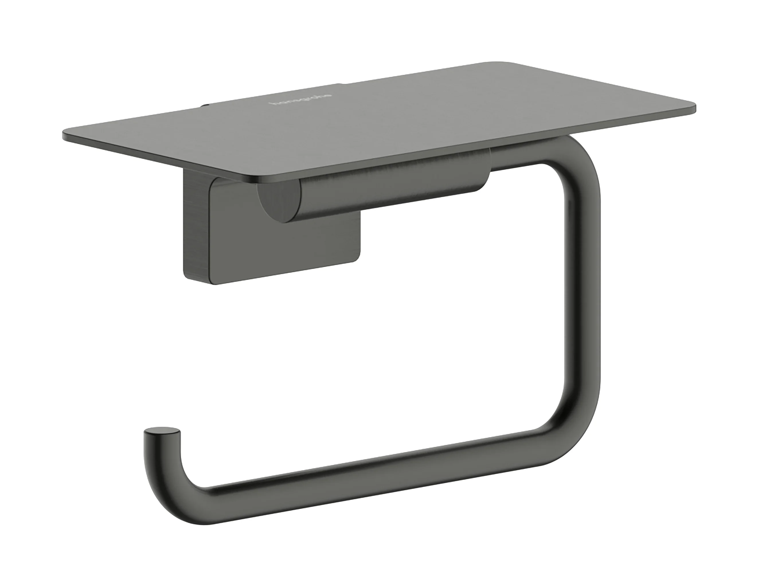 Hansgrohe AddStoris S Papierrollenhalter mit Ablage BBC, Brushed Black Chrome, Wandmontage, 141 mm Ablagefläche
