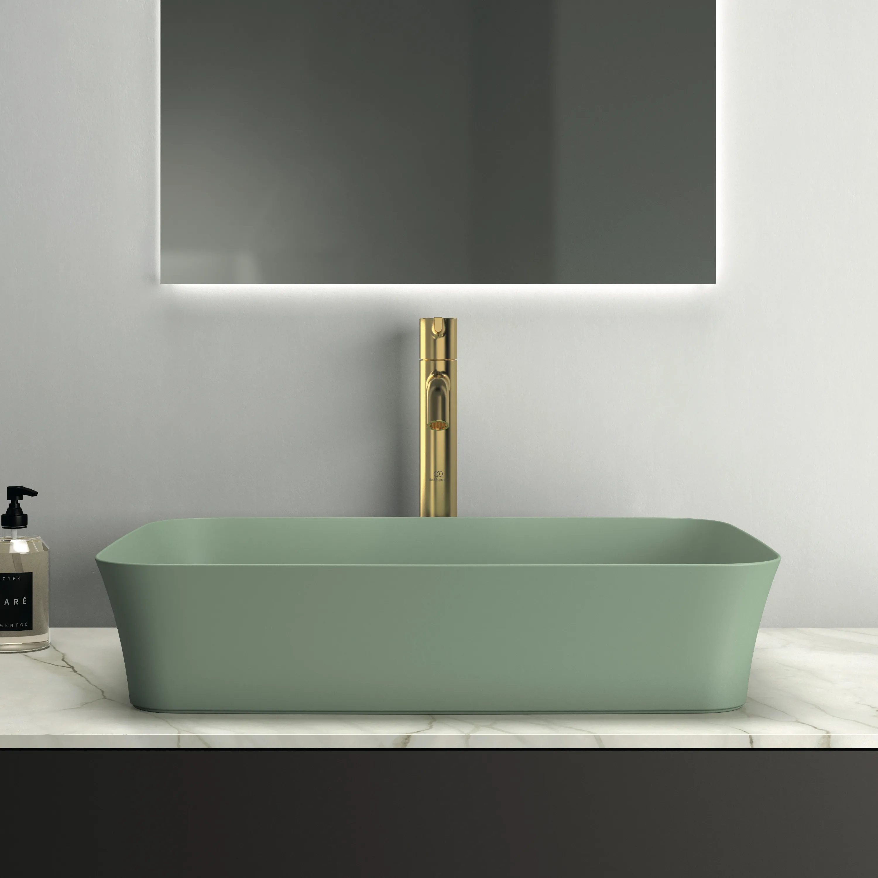 Ideal Standard Ipalyss Schale in Salbeigrün, 550x380x125 mm, ohne Hahnloch, ohne Überlauf