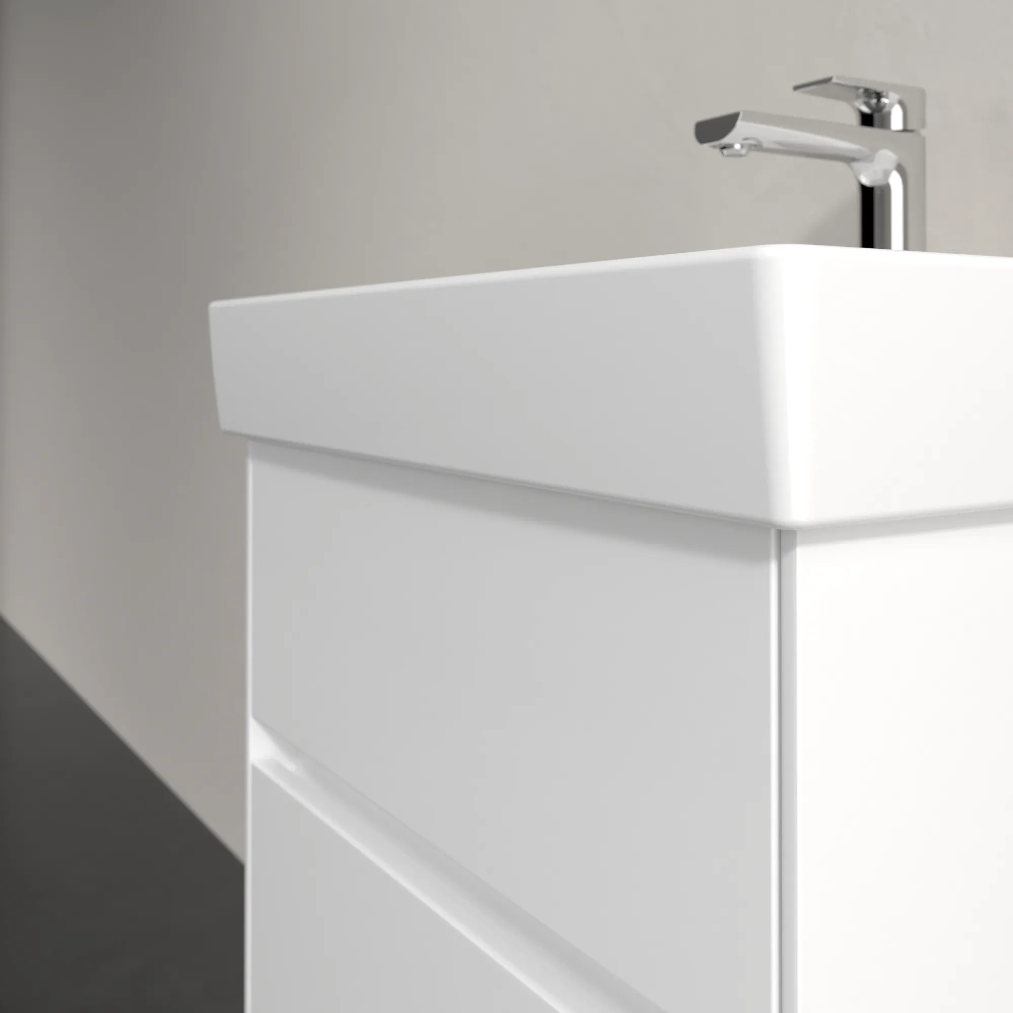 Villeroy & Boch Wandwaschtisch aus TitanCeram „Collaro“ 550 × 440 × 160 mm, mit Hahnlochbohrung, Hahnlochposition mittig in Weiß Alpin Villeroy & Boch Wandwaschtisch aus TitanCeram „Collaro“ 550 × 440 × 160 mm, mit Hahnlochbohrung, Hahnlochposition mittig in Weiß Alpin