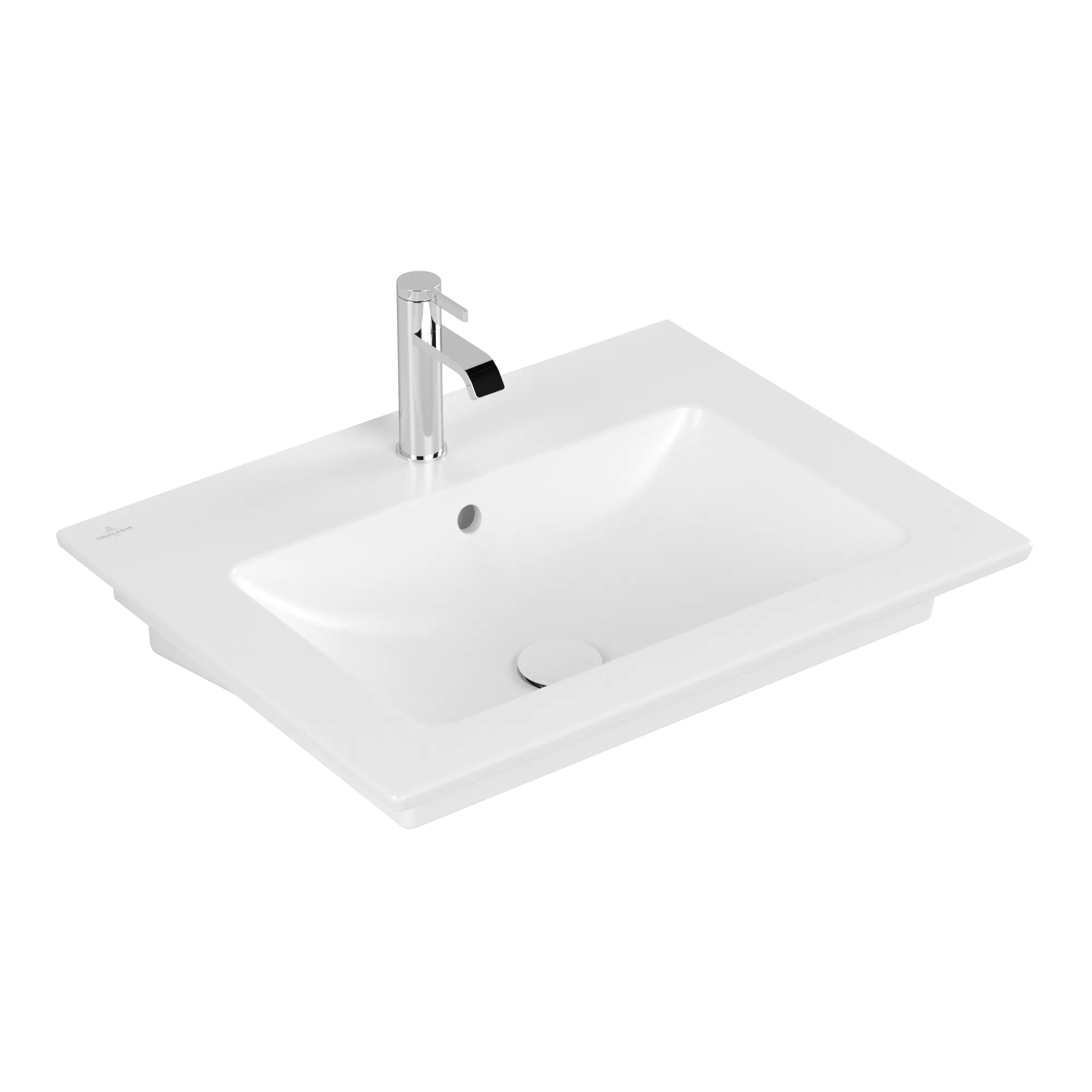 Villeroy & Boch Wandwaschtisch „Venticello“ 655 × 500 × 170 mm, für Becken mittig, mit Hahnlochbohrung, Hahnlochposition mittig in Stone White
