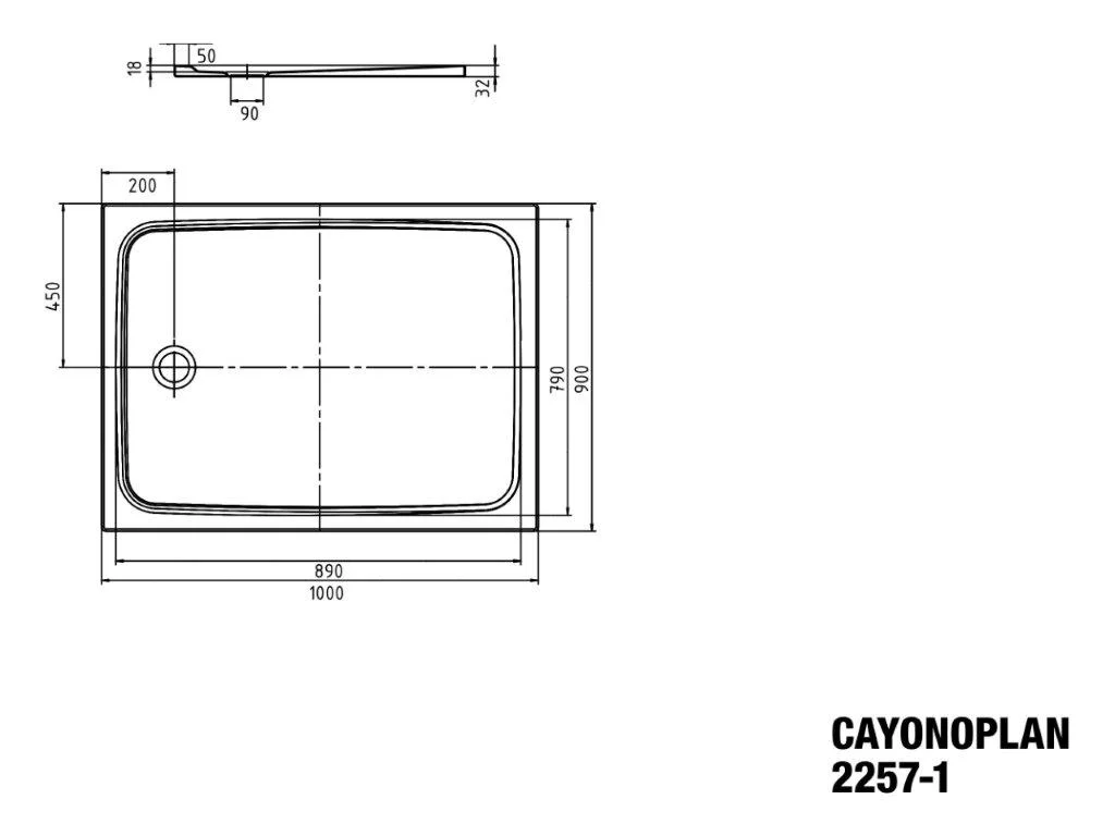 Kaldewei rechteck Duschwanne „Cayonoplan“ 900 × 1000 mm ohne Oberflächenbeschichtung, ohne Oberflächenveredelung, in warm grey 70