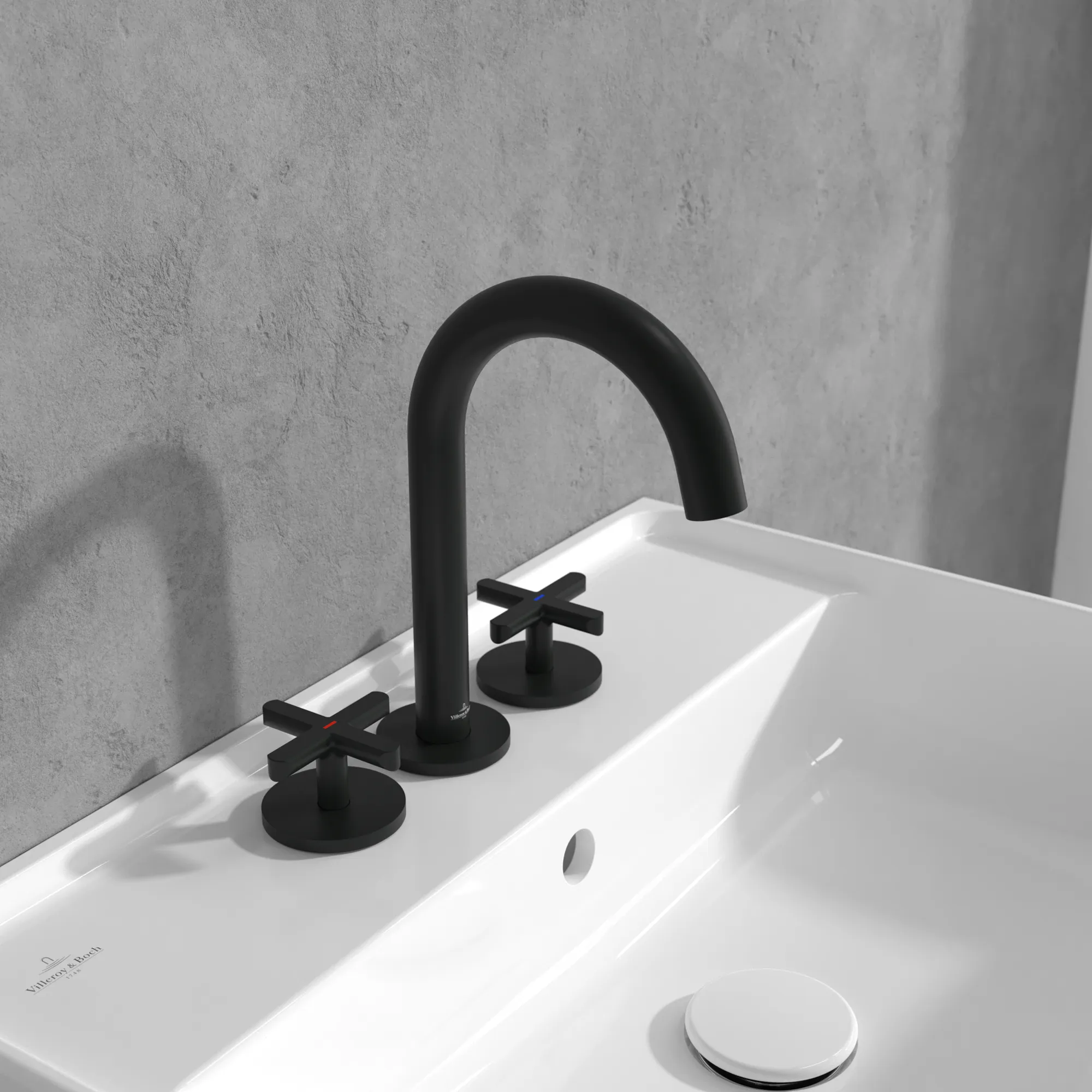 Villeroy & Boch Dreiloch-Waschtischarmatur Loop & Friends, 60x177x225mm, Matt Black Villeroy & Boch Dreiloch-Waschtischarmatur Loop & Friends, 60x177x225mm, Matt Black